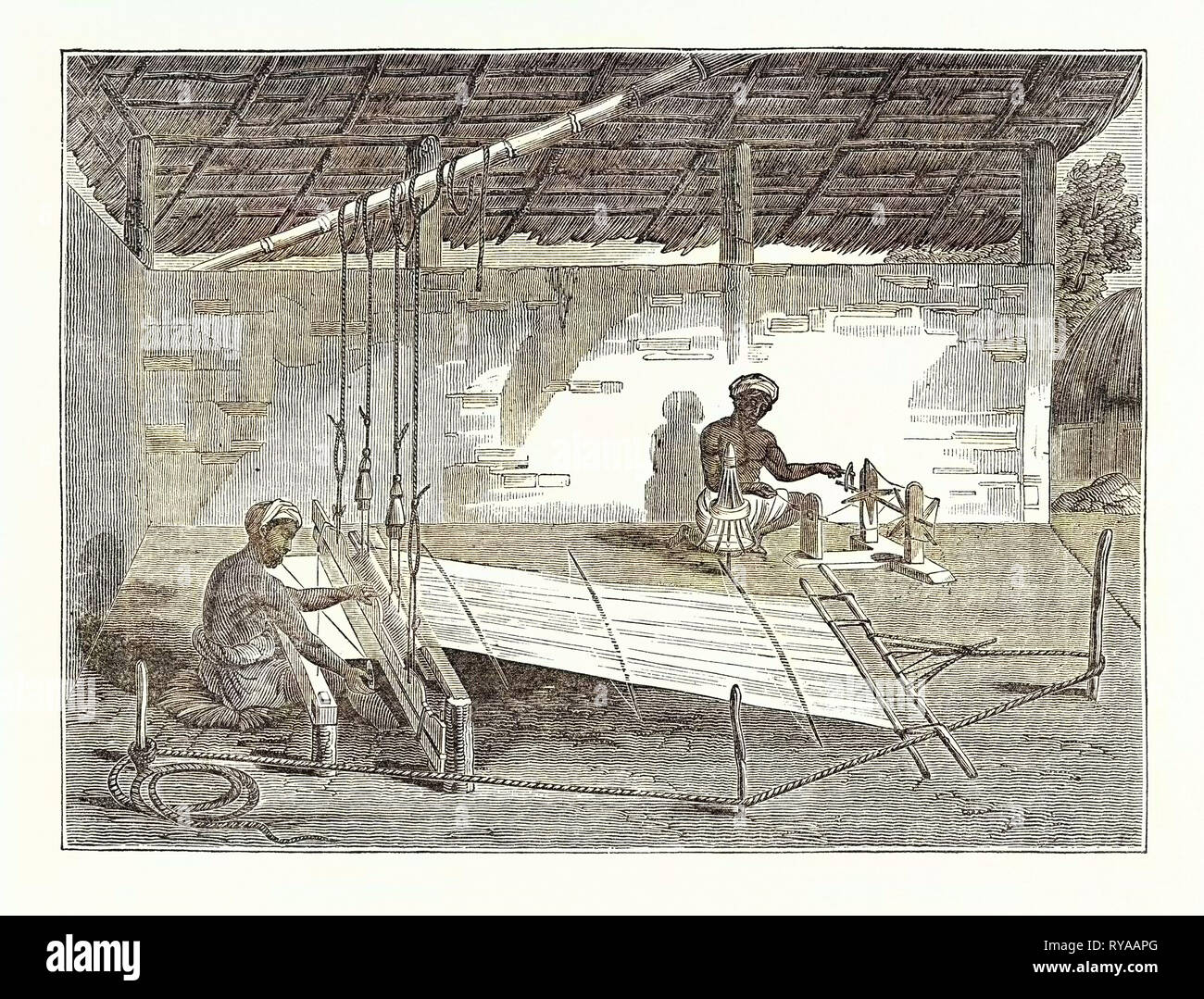 Weaving in Ceylon Process of Weaving by the Cingalese Stock Photo Alamy