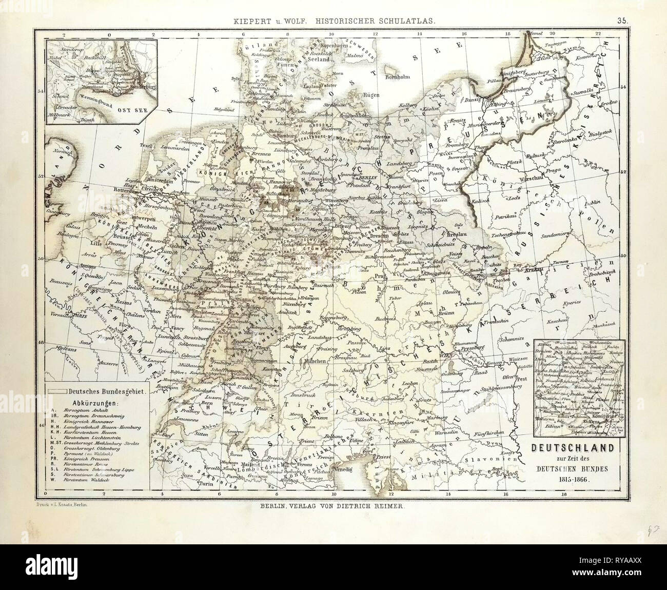 Map of Germany 1815 - 1866 Stock Photo