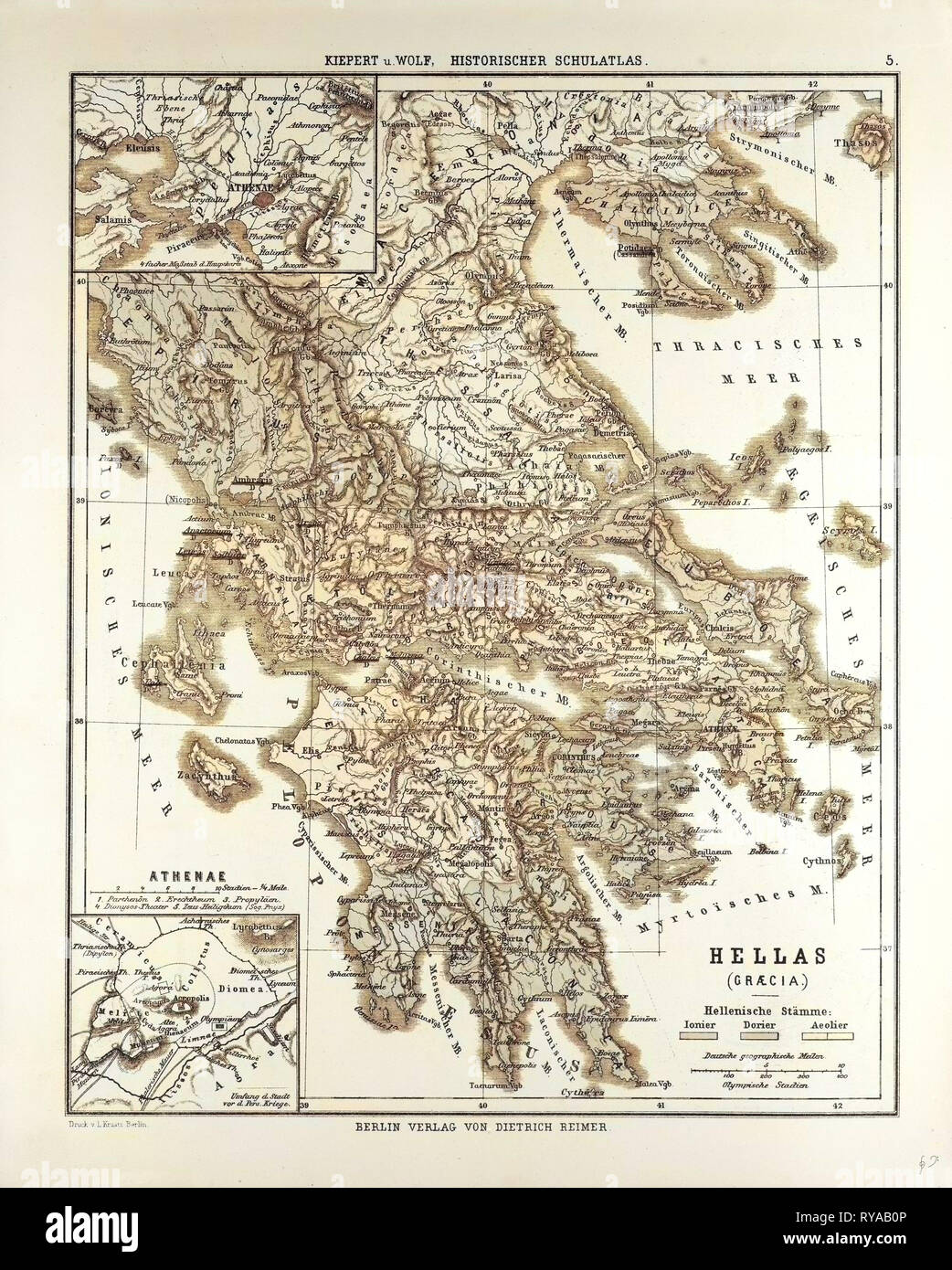 Old Map of Greece Stock Photo