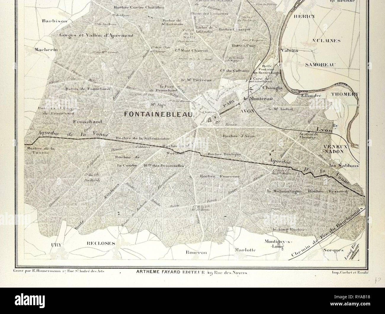 Map of Melun Fontainebleau Stock Photo