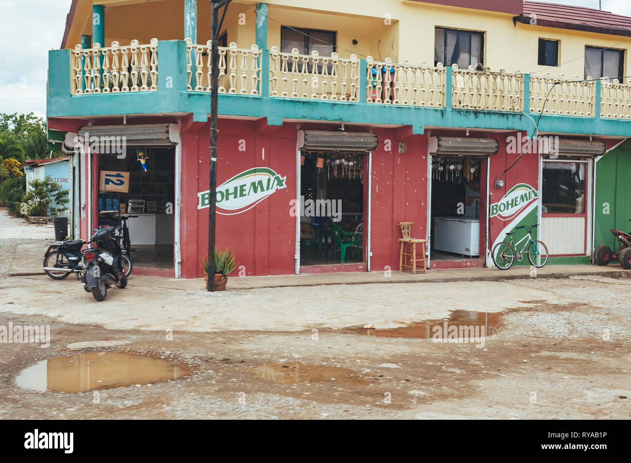 Classical caribbean wooden house. Dominican Republic.. Colorful Caribbean House. Wodden house in
