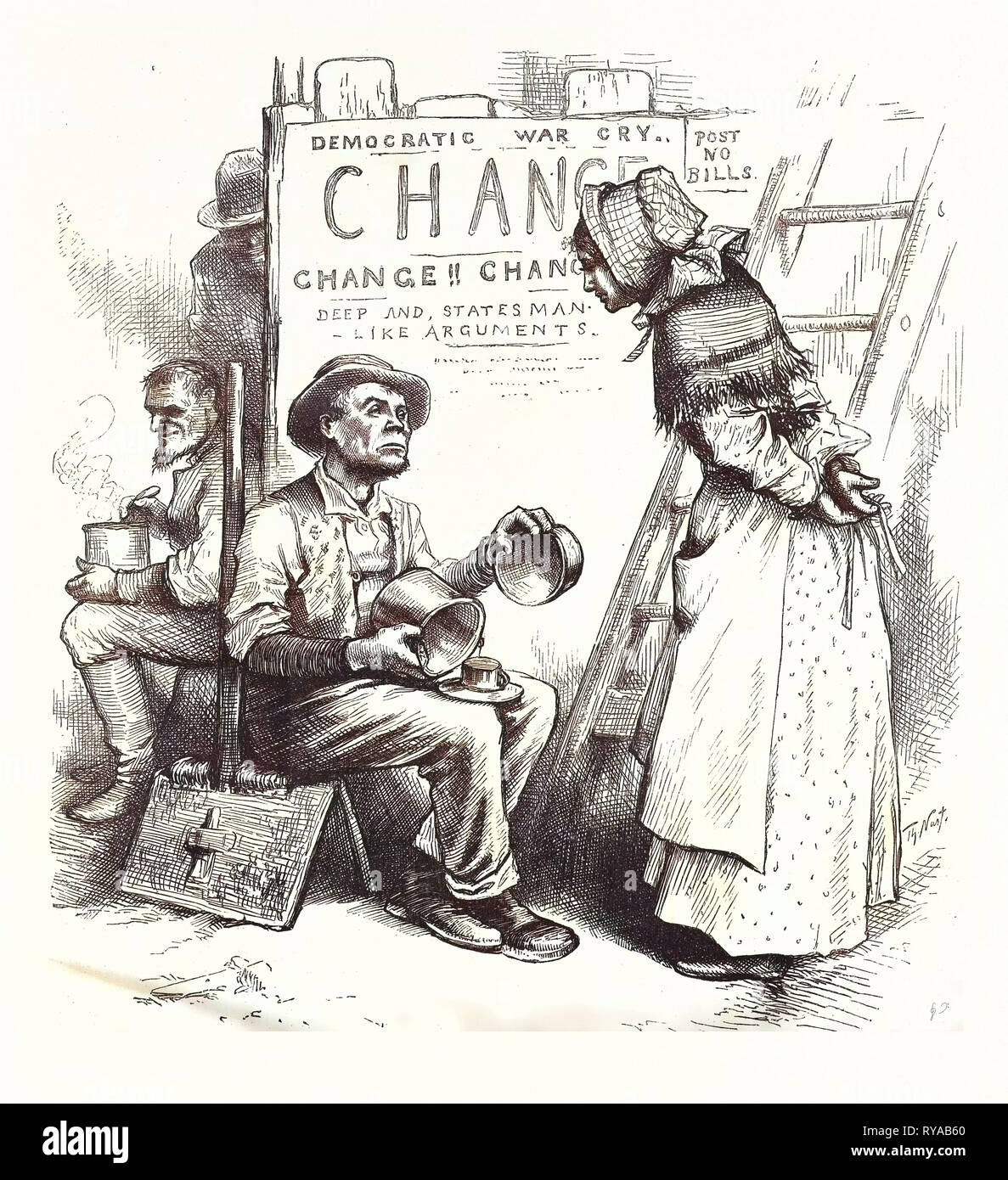 Women Never Be Statesmen, Engraving 1880, US, USA, America, Politics, Political, Politic, Campaign, Patriotic Stock Photo