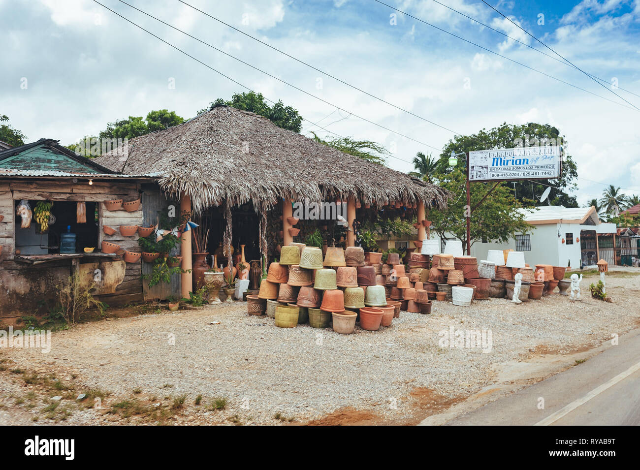 Classical caribbean wooden house. Dominican Republic.. Colorful