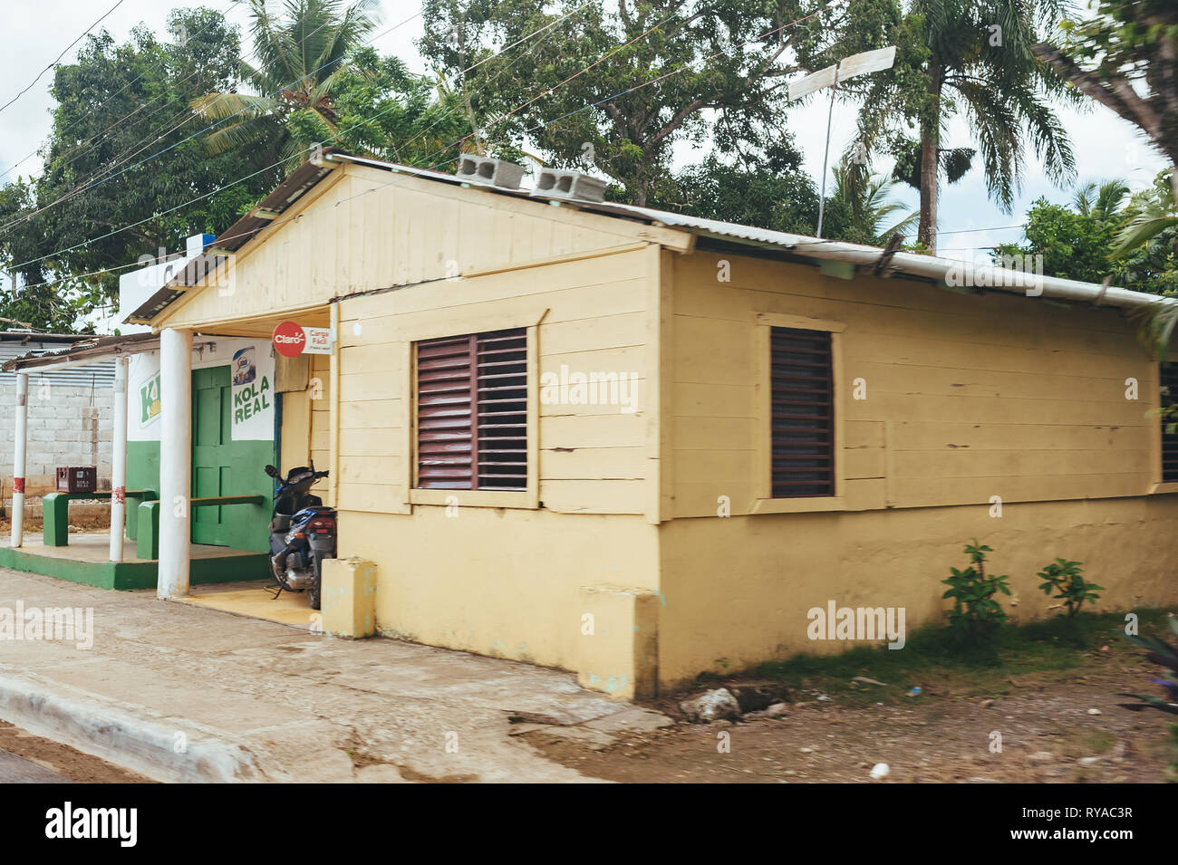 Classical caribbean wooden house. Dominican Republic.. Colorful