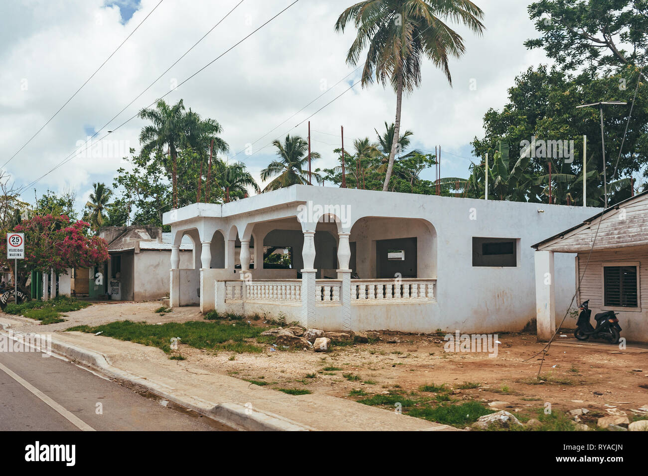 Classical caribbean wooden house. Dominican Republic.. Colorful