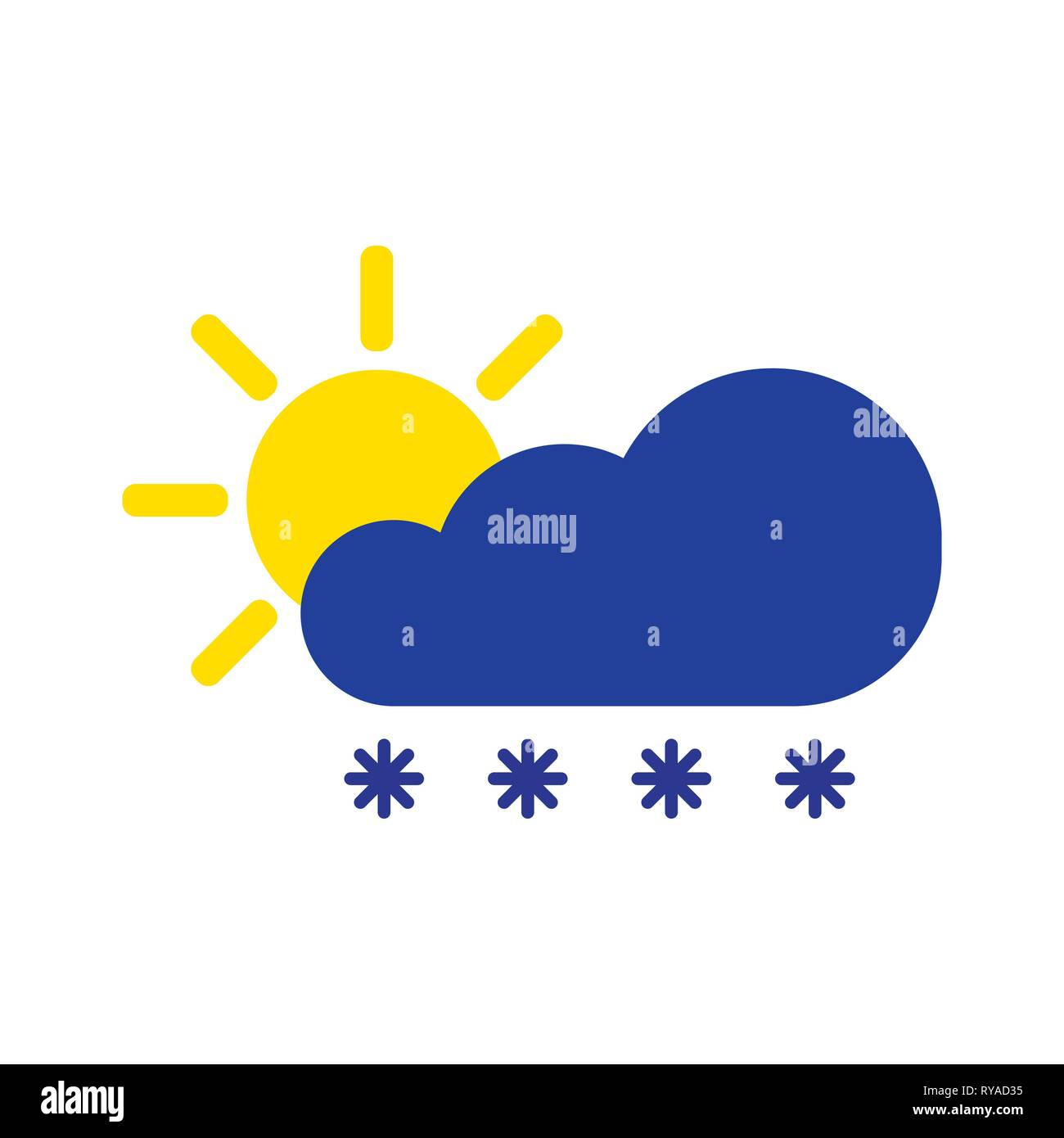 Cloud snow with sun symbol. Winter icon in flat style. Vector Stock ...