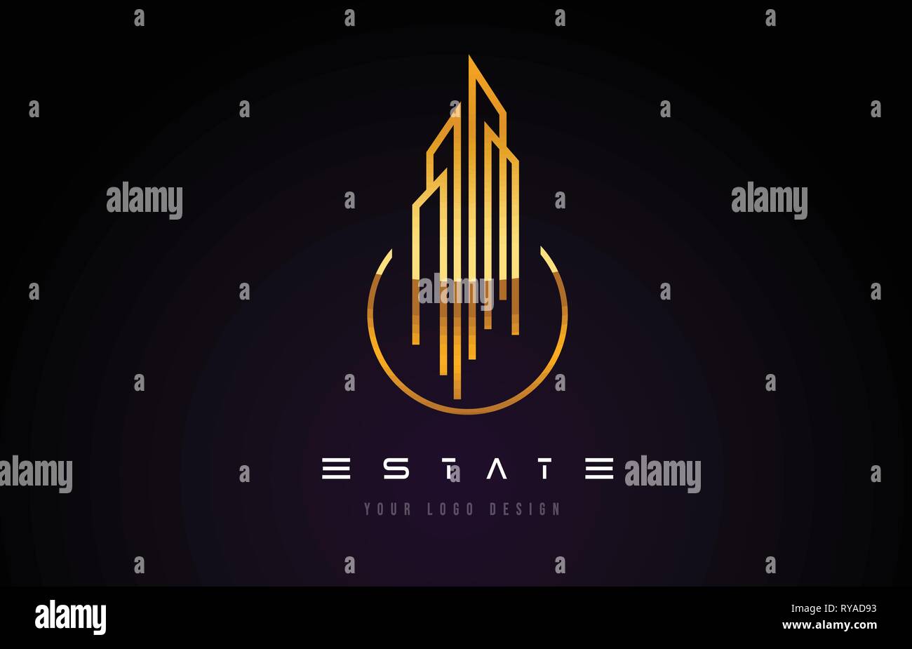 Gold Real Estate Modern Monogram Logo Design. Real Estate Lines