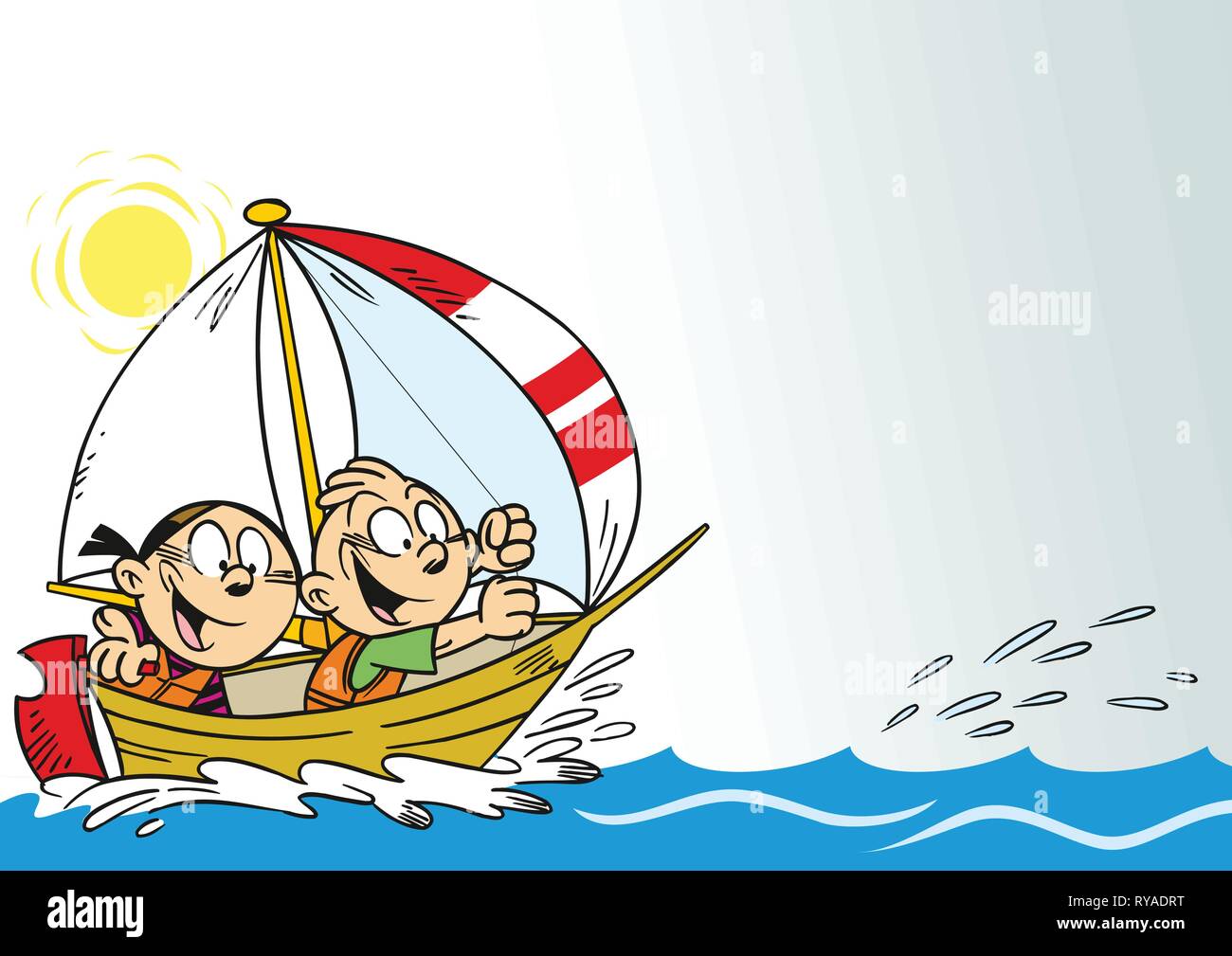 Boat floats on the river Stock Vector Images Alamy