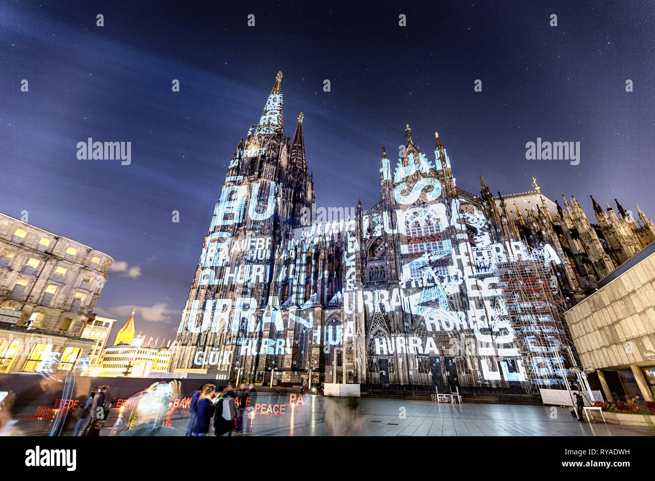 Illumination am Koelner Dom Stock Photo