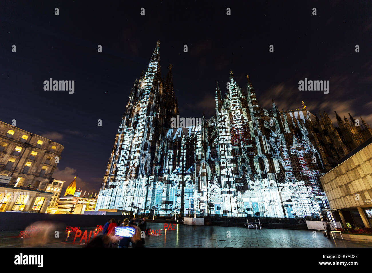 Illumination am Koelner Dom Stock Photo