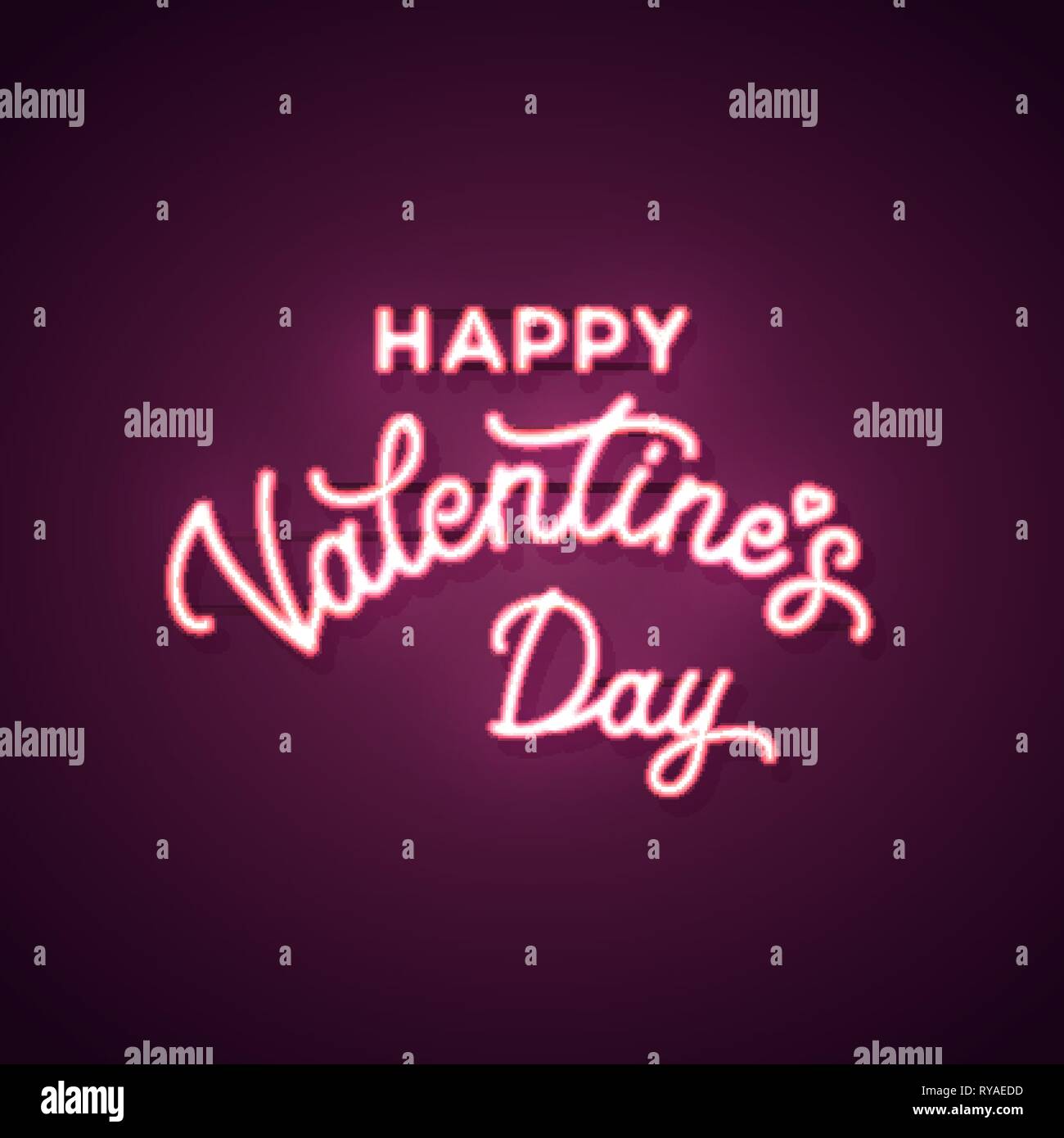 Happy Valentines Day text. Vector neon sign. Stock Vector