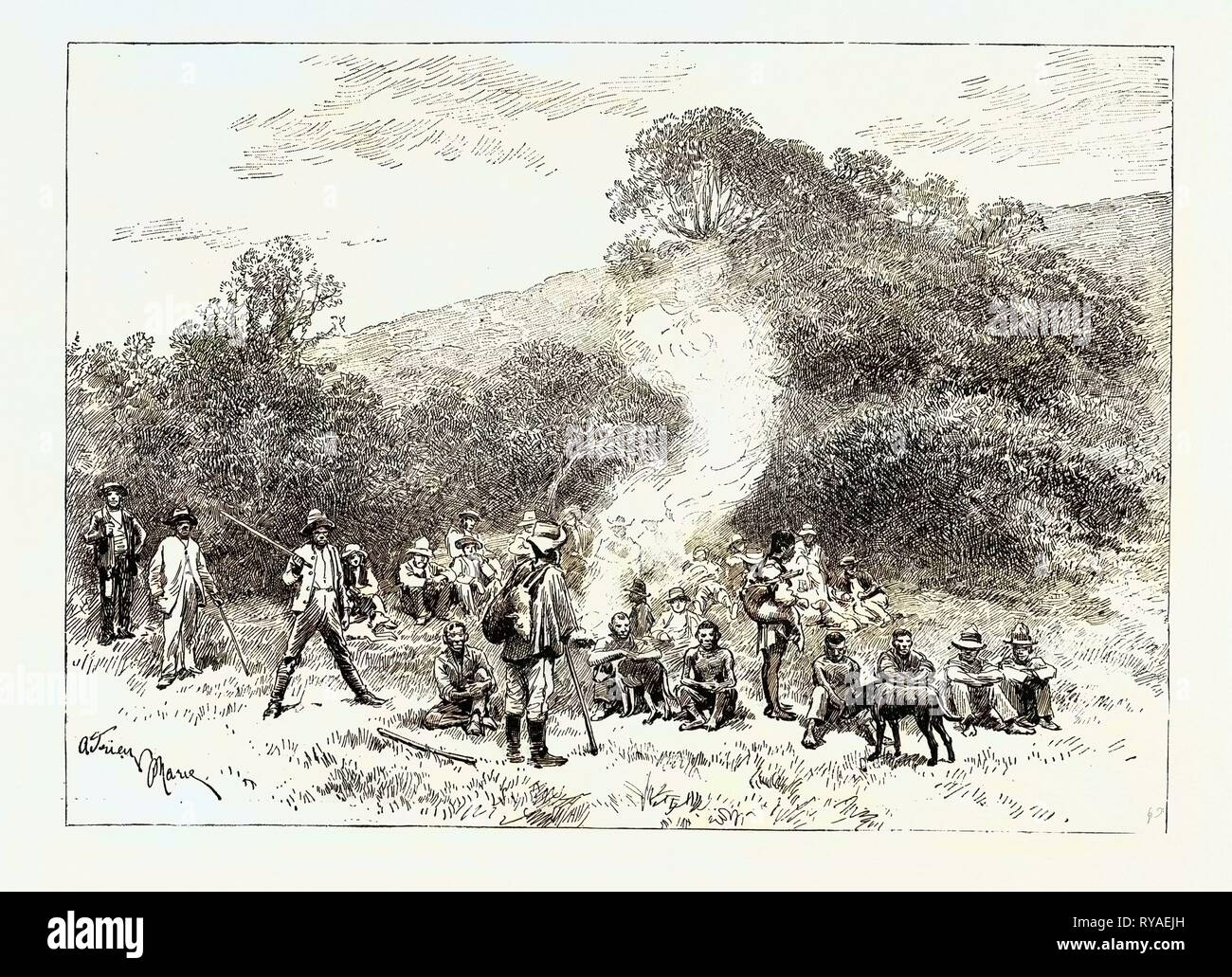 A BuckHunting Excursion in South Africa A Group of Beaters Stock