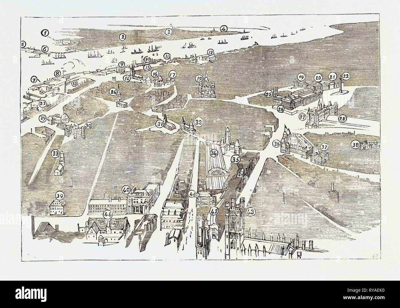 Bird's Eye View of. Liverpool, 1885 Stock Photo - Alamy