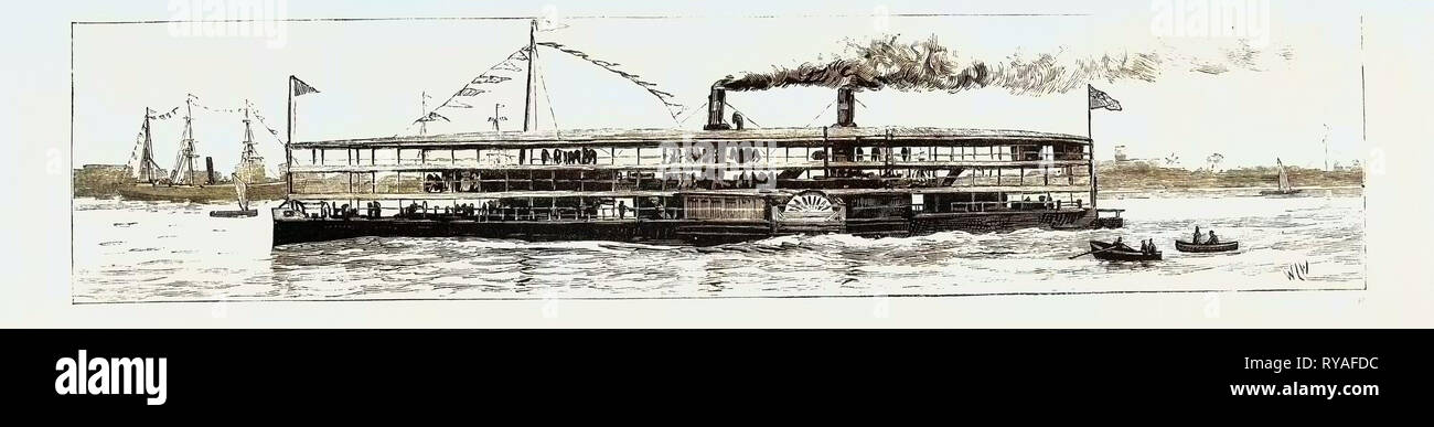 The Viceroy of India's Visit to Rangoon, British Burma: A Three-Decked River Steamer in the Harbour Stock Photo