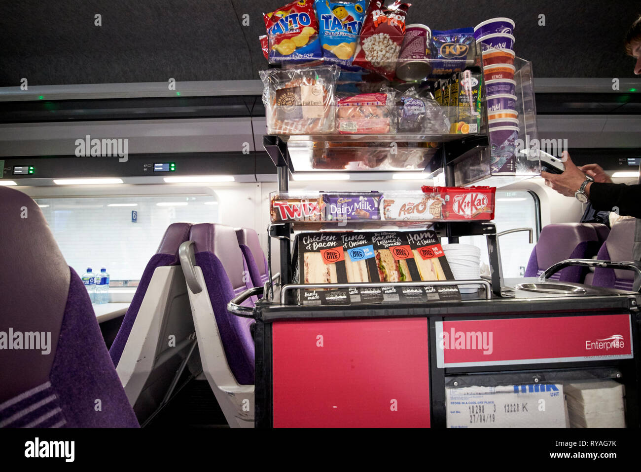 food trolley cart on enterprise train between Belfast and Dublin by  northern ireland railways and irish rail Stock Photo - Alamy