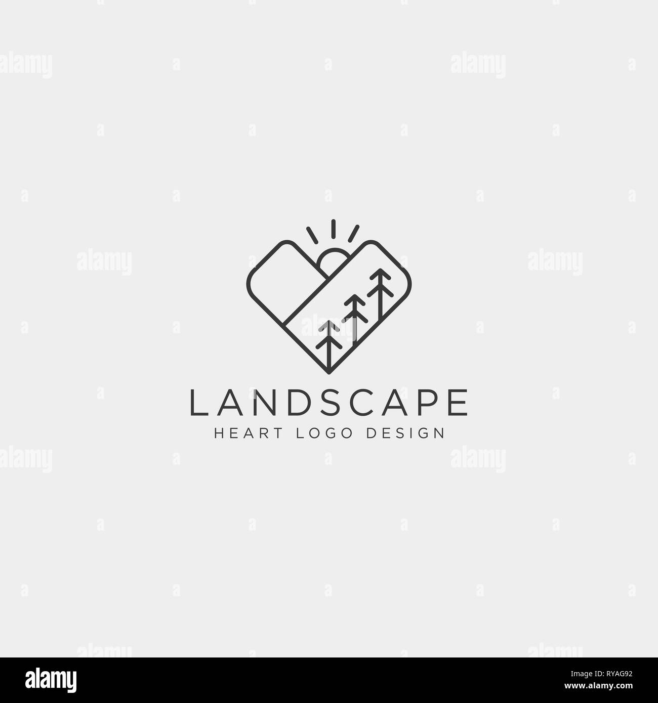 mountain love line logo template vector illustration icon element isolated Stock Vector