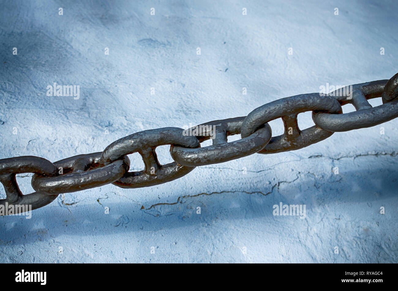 Powerful marine chain of solid steel. Stock Photo