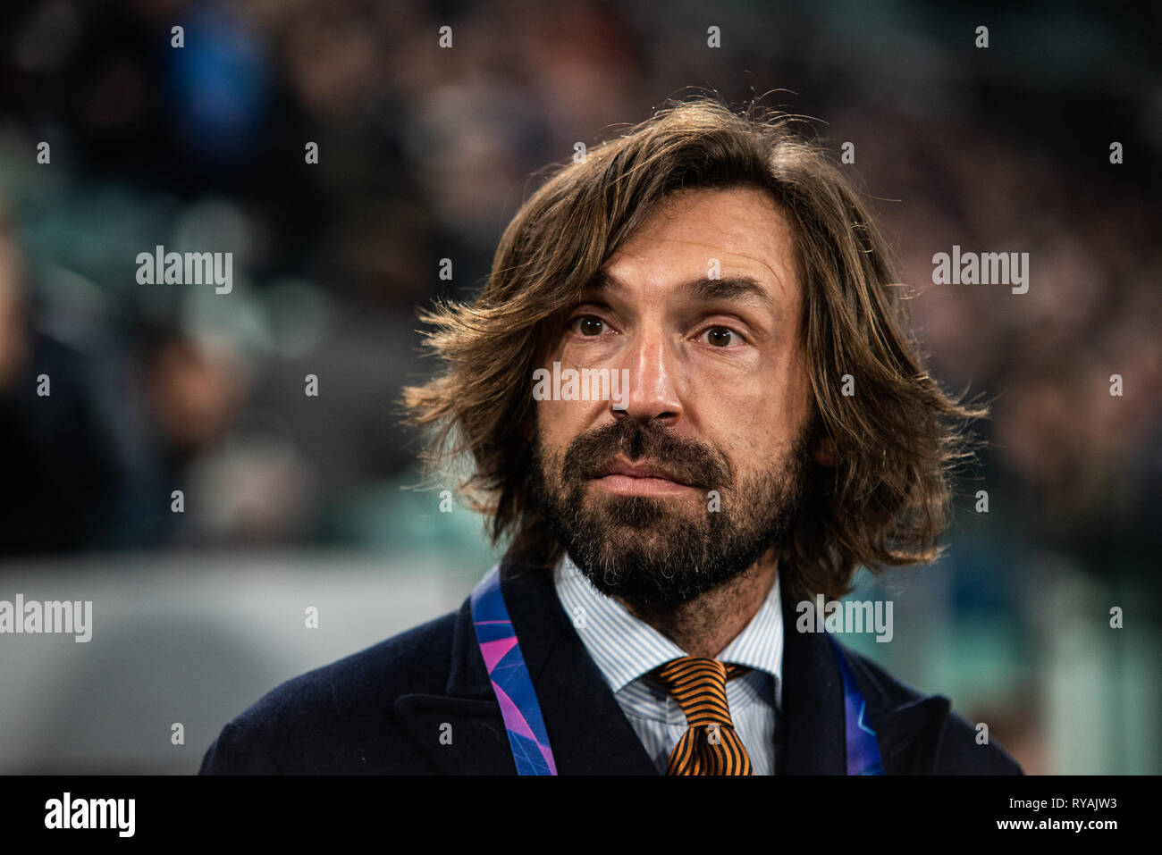 Turin, Italy. 12th Mar 2019. Andrea Pirlo during the League match: Juventus FC vs Atletico Madrid. Juvenwus won 3-0 in Turin, Italy. , . Credit: Alberto Gandolfo/Alamy Live News Stock Photo