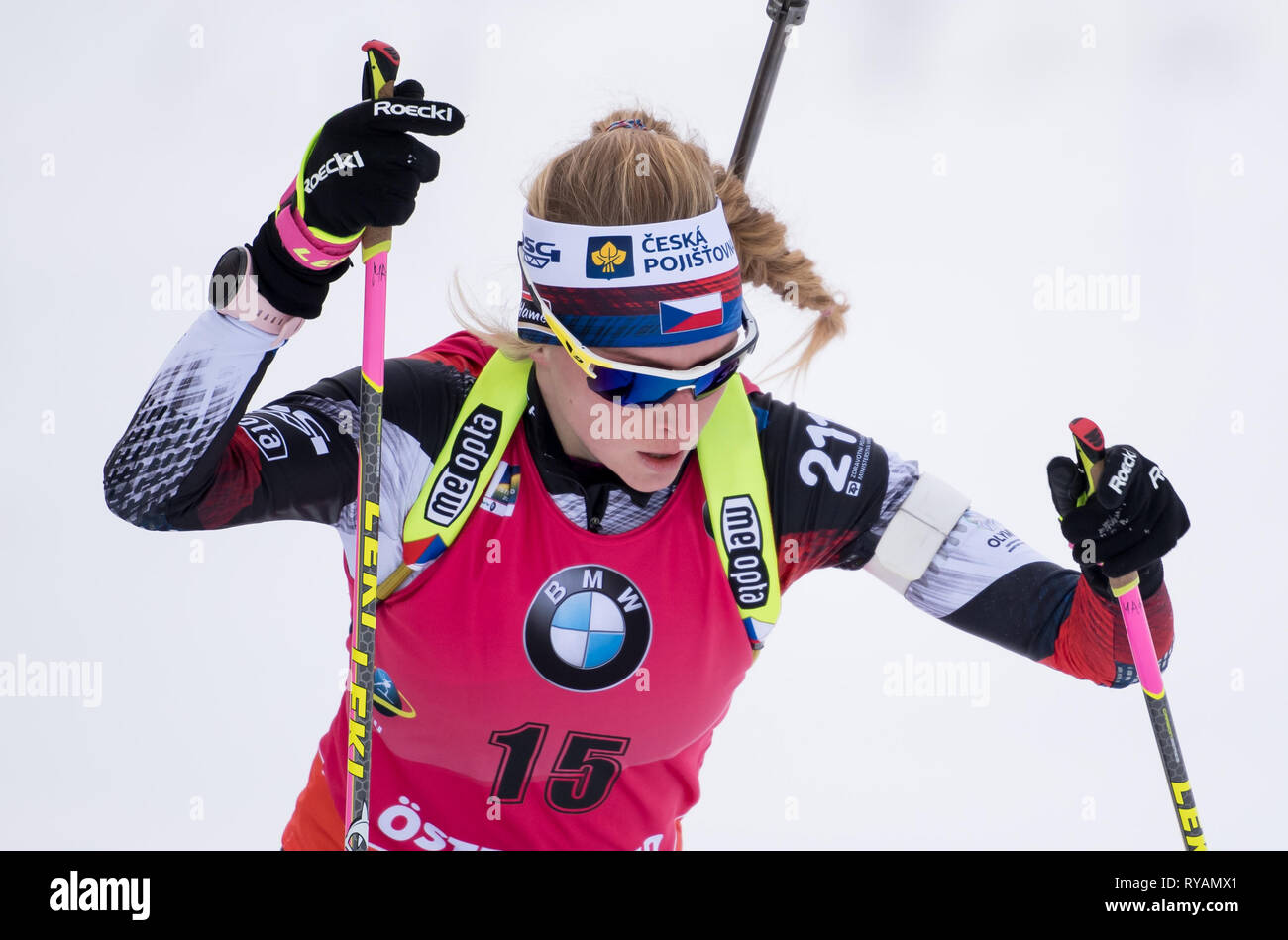 12 March 2019, Sweden, Östersund: Biathlon: World Championship, single 15  km, women. Marketa Davidova from the Czech Republic in action. Photo: Sven  Hoppe/dpa Stock Photo - Alamy