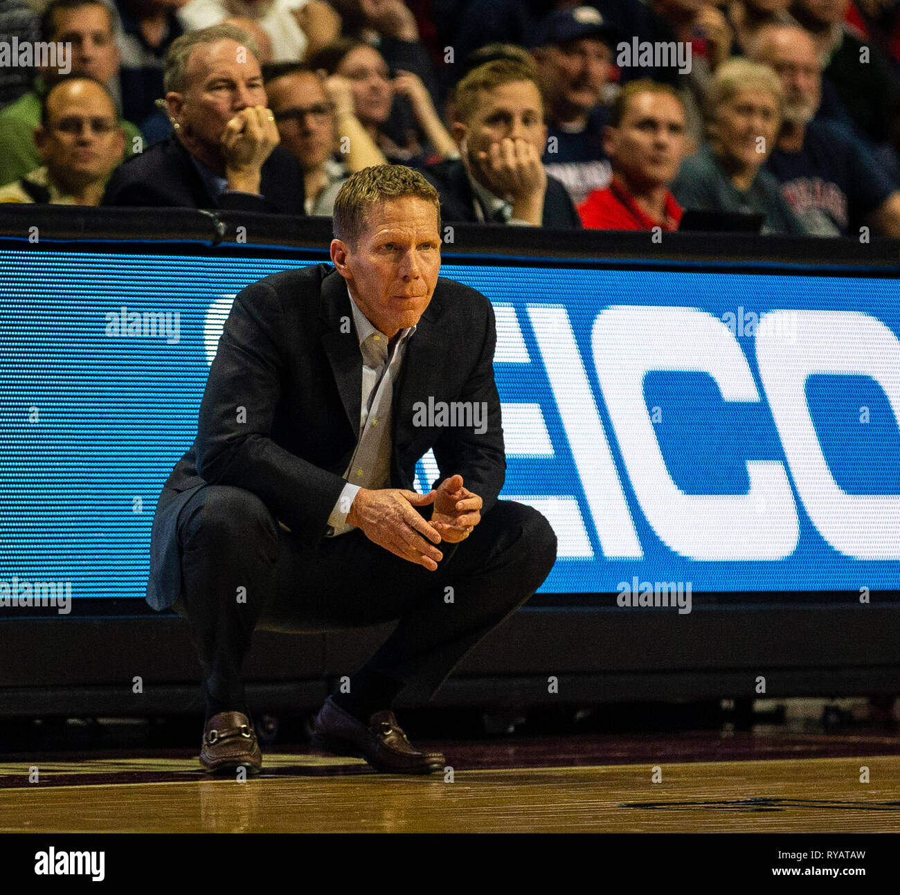Mar 12 2019 Las Vegas, NV, U.S.A. Gonzaga head coach Mark Few during the NCAA West Coast Conference Men's Basketball Tournament championship between the Gonzaga Bulldogs and the Saint Mary's Gaels 47-60 lost at Orleans Arena Las Vegas, NV. Thurman James/CSM Stock Photo
