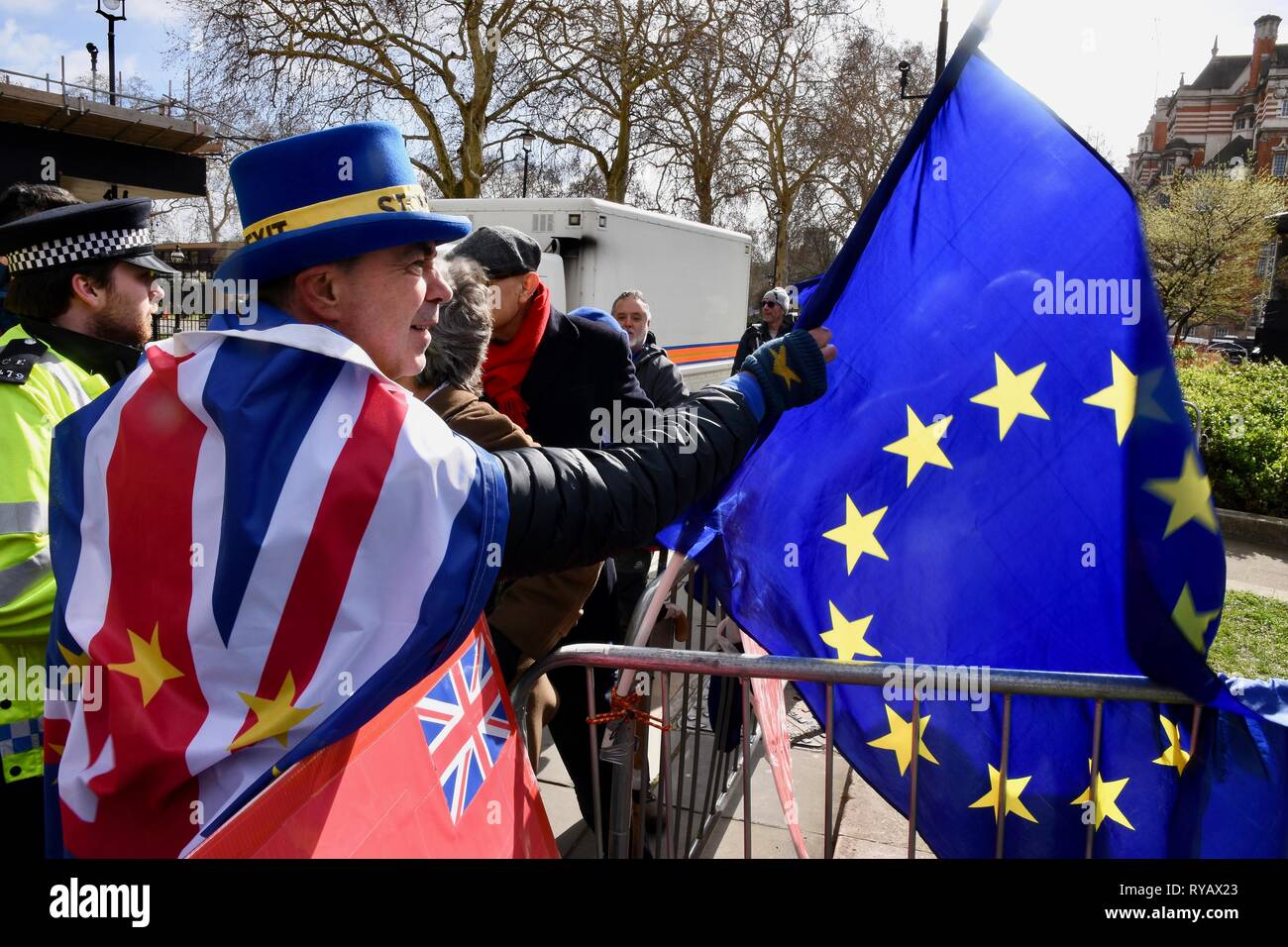London, UK. 13th March. 2019. Steve Bray, SODEM.Pro and Anti Brexit Demonstrations.Houses of Parliament, Westminster, London.UK Credit: michael melia/Alamy Live News Stock Photo