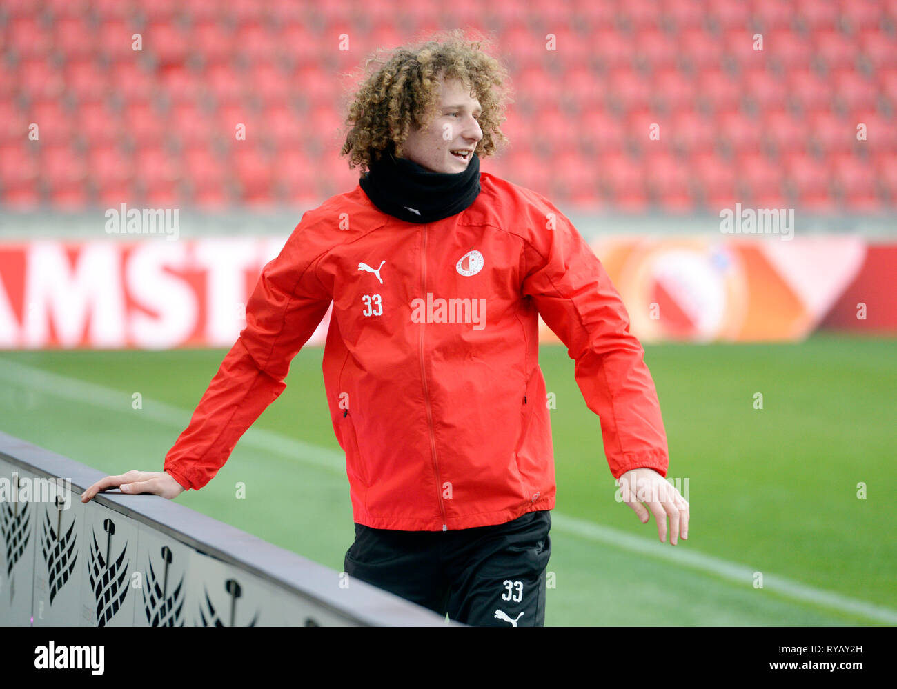 Prague Czech Republic 13th Mar 2019 Alex Kral Of Slavia Praha Attends The Training Prior To Soccer Europa League 2nd Leg Of Round 16 Slavia Praha Vs Sevilla In Prague Czech Republic