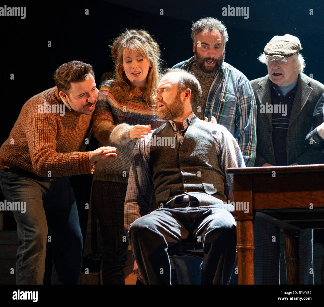 Edinburgh, Scotland, UK. 13th Mar, 2019. Photo call of World Premiere of Local Hero stage adaptation at Royal Lyceum Theatre in Edinburgh. Musical adaptation written by Bill Forsyth and David Grieg with new music by Mark Knopfler, directed by John Crowley. Credit: Iain Masterton/Alamy Live News Stock Photo