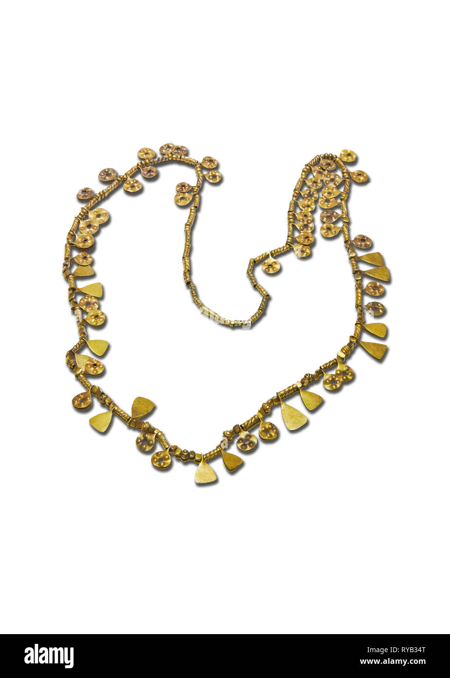 Bronze Age Hattian gold necklace from Grave MA,  possibly a Bronze Age Royal grave (2500 BC to 2250 BC) - Alacahoyuk - Museum of Anatolian Civilisatio Stock Photo
