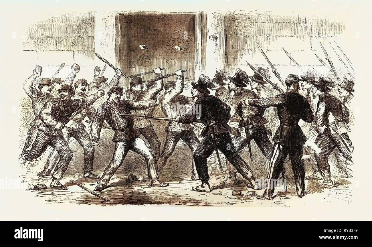 Conflict at Naples Between a Company of Bersaglieri and False Garibaldini Stock Photo