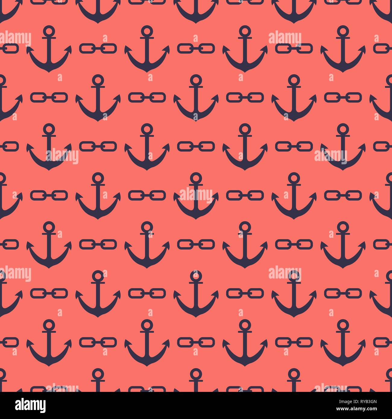 Seamless pattern with anchors and chains. Sea background. Design for ...