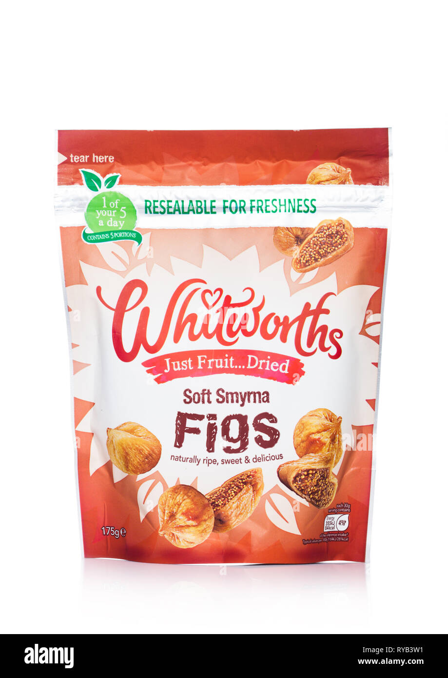LONDON, UK MARCH 11, 2019 Pack of Whitworth Just Fruit Dried Figs on