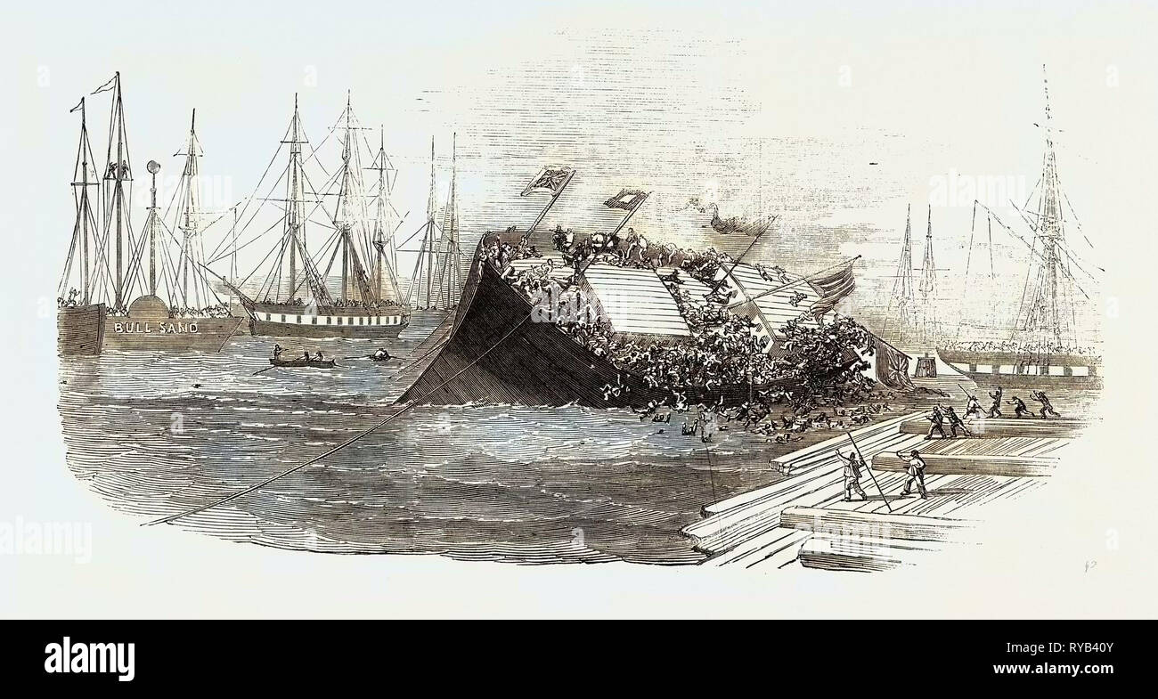 Catastrophe at a Ship-Launch at Hull 1854 Stock Photo