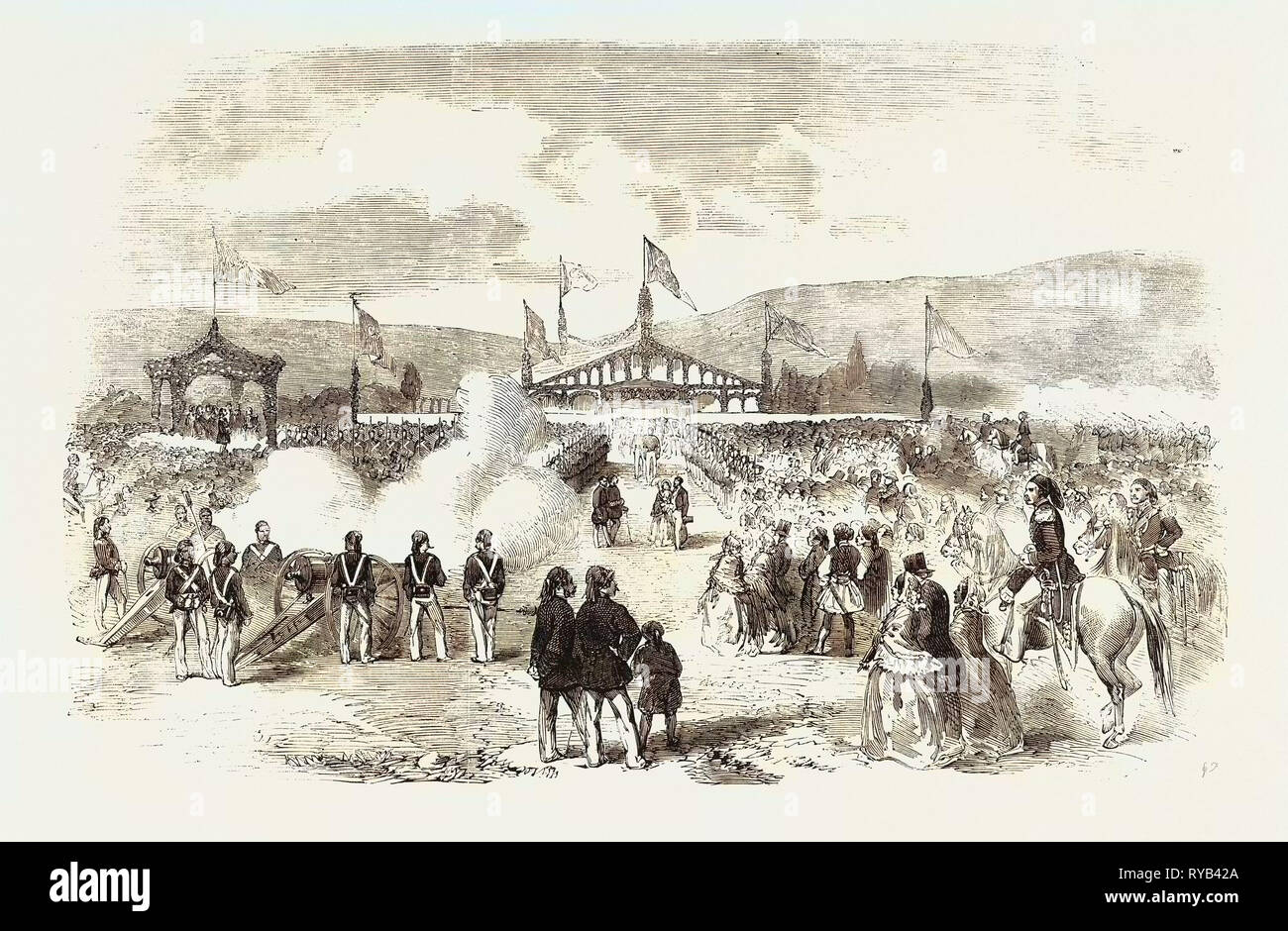 Commencement of the Smyrna and Aïdin Railway Turkey 1854 Stock Photo