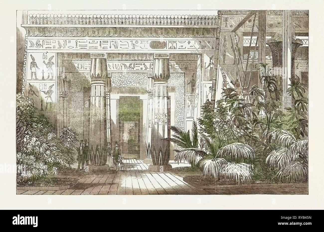 The Crystal Palace: The Egyptian Court Entrance to the Tomb of Beni Hassan 1854 Stock Photo