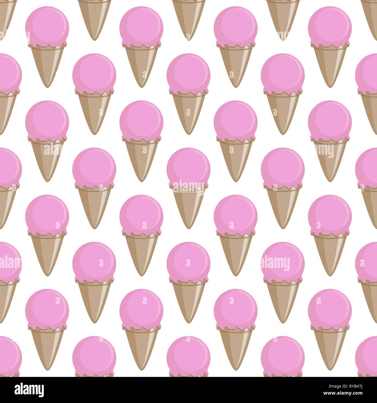 Ice cream cone seamless pink white pattern background. Vector ...
