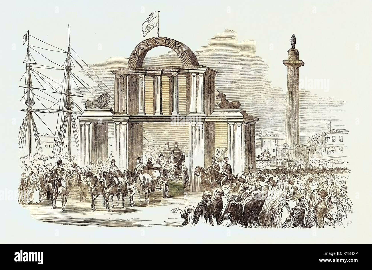Her Majesty's Visit to Hull and Grimsby: Arch in Whitefriars at the Wilberforce Column Hull 1854 Stock Photo
