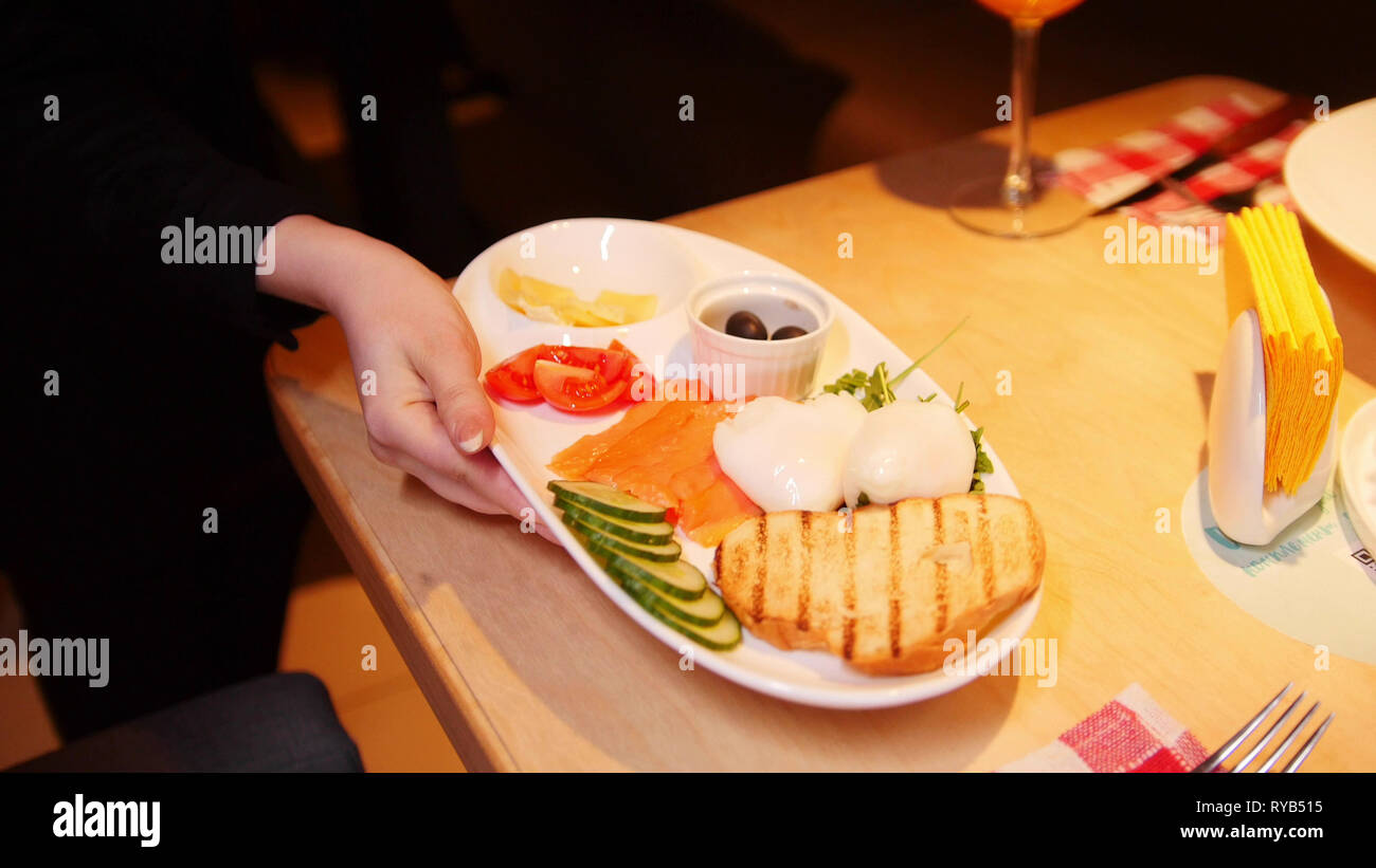 A beautiful served dish with red fish and cheese Stock Photo Alamy