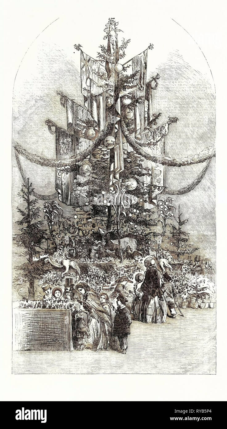 Gigantic Christmas Tree at the Crystal Palace Sydenham UK 1854 Stock Photo