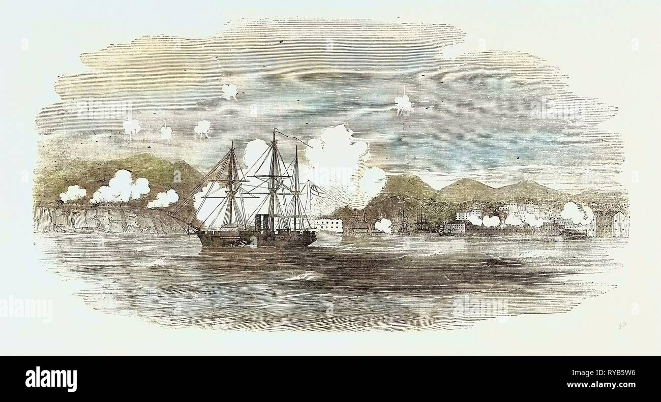 The Crimean War: The Valorous Chasing Russian Steamers Into Sebastopol 1854 Stock Photo