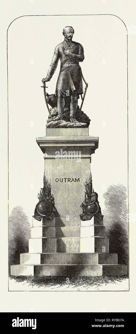 Statue of General Sir James Outram on the Thames Embankment, UK, 1871 Stock Photo