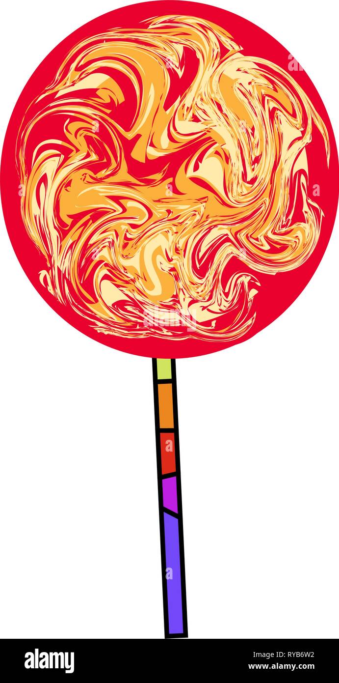 Icon round candy on a stick. Vector illustration on white background. Stock Vector