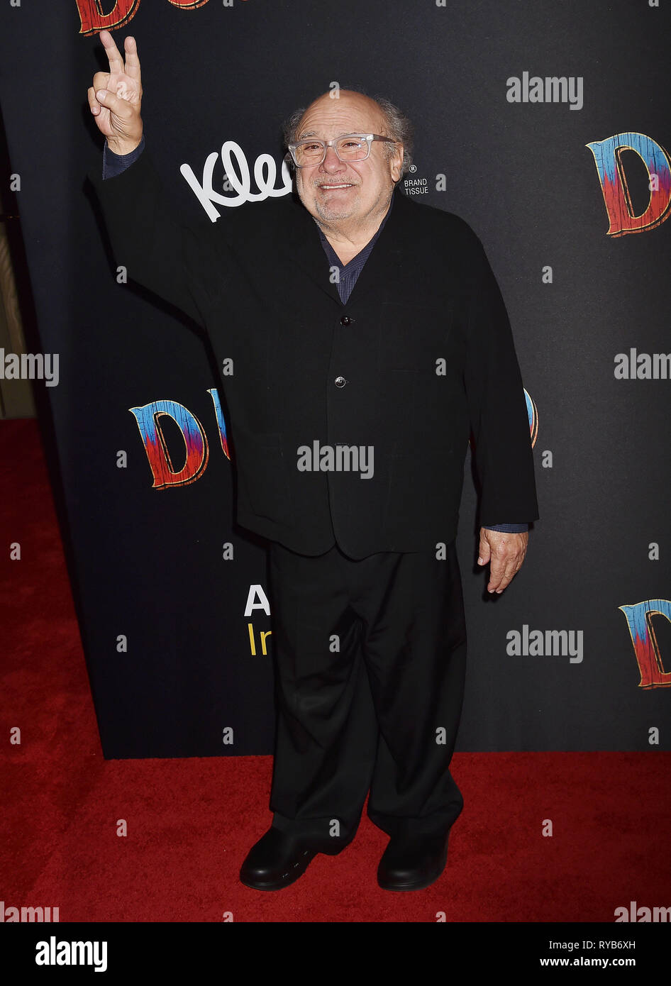 HOLLYWOOD, CA - MARCH 11: Danny DeVito attends the premiere of Disney's 'Dumbo' at El Capitan Theatre on March 11, 2019 in Los Angeles, California. Stock Photo