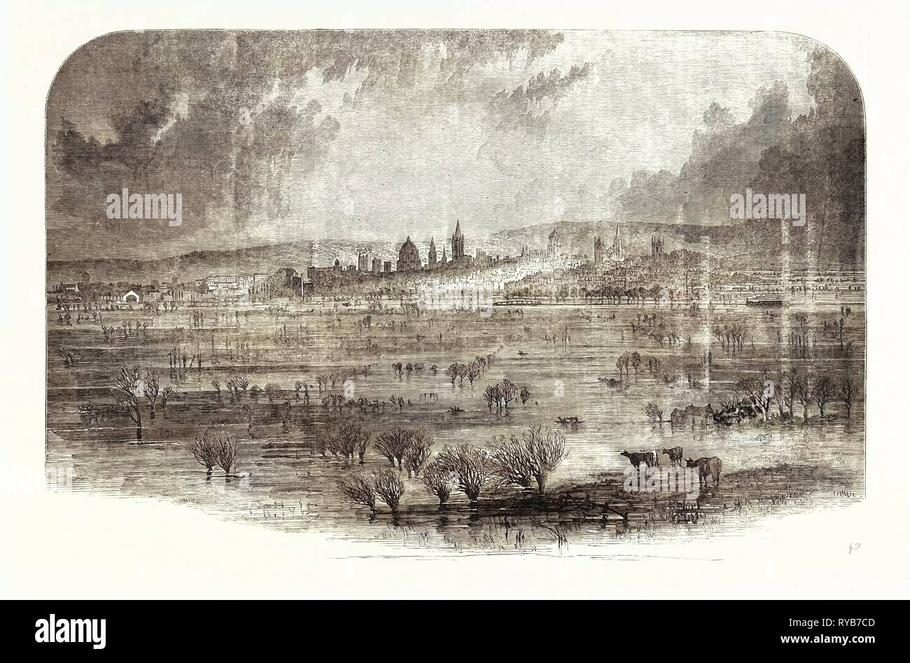 The Inundation at Oxford, UK, 1852 Stock Photo