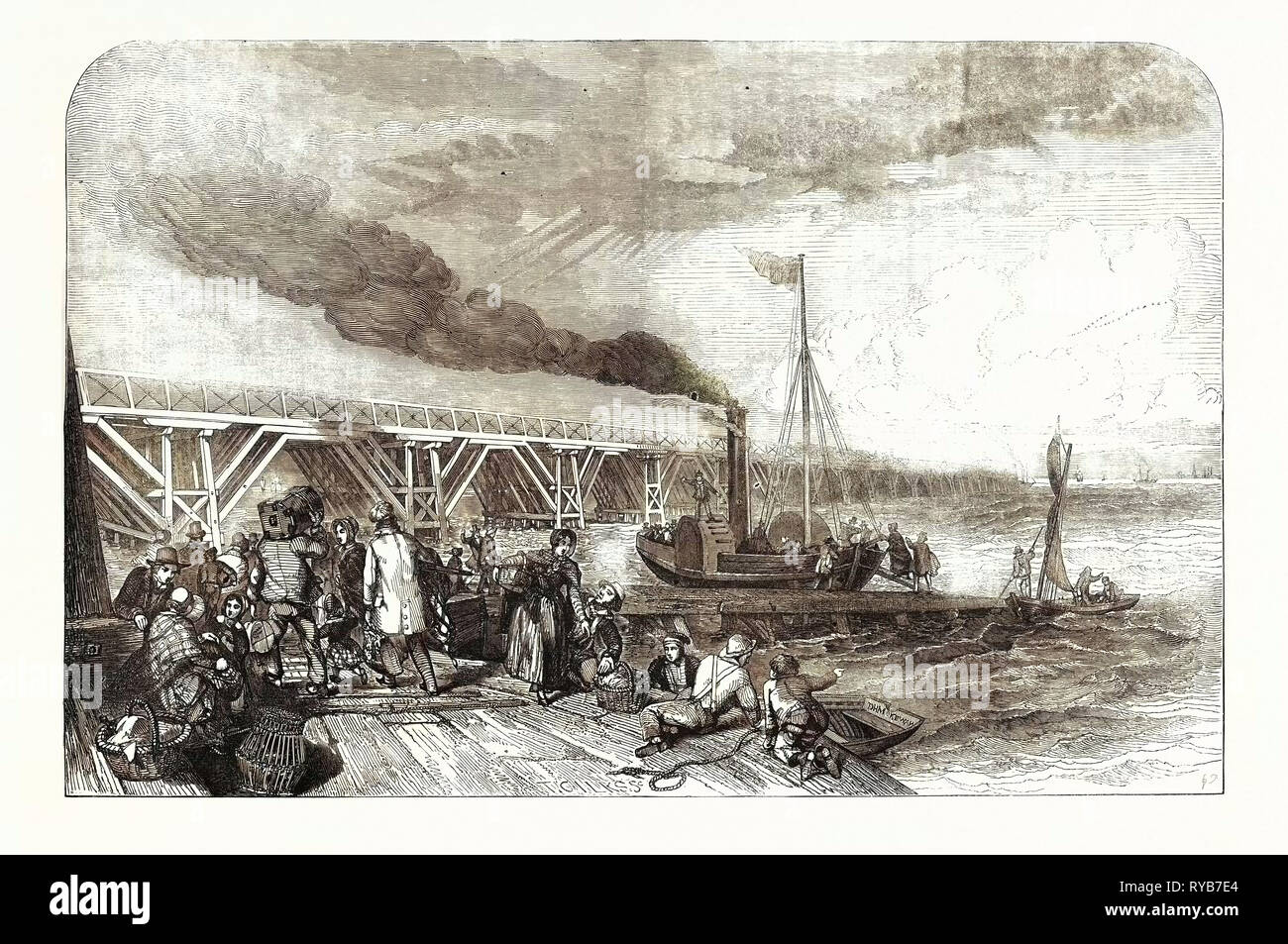 The New Holland Ferry on the Humber, Belonging Tothe Manchester, Sheffield, and Lincolnshire Railway, UK, 1848 Stock Photo