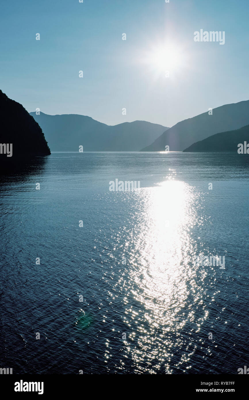 A minimal empty fjord summer landscape of Norway. Stock Photo