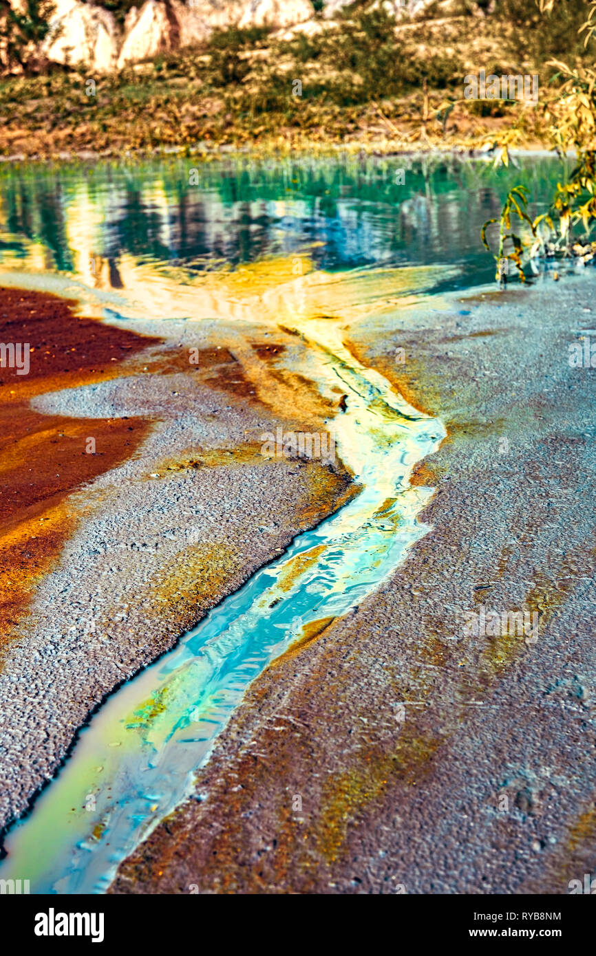 toxic spills of hazardous chemicals in the lake Stock Photo Alamy