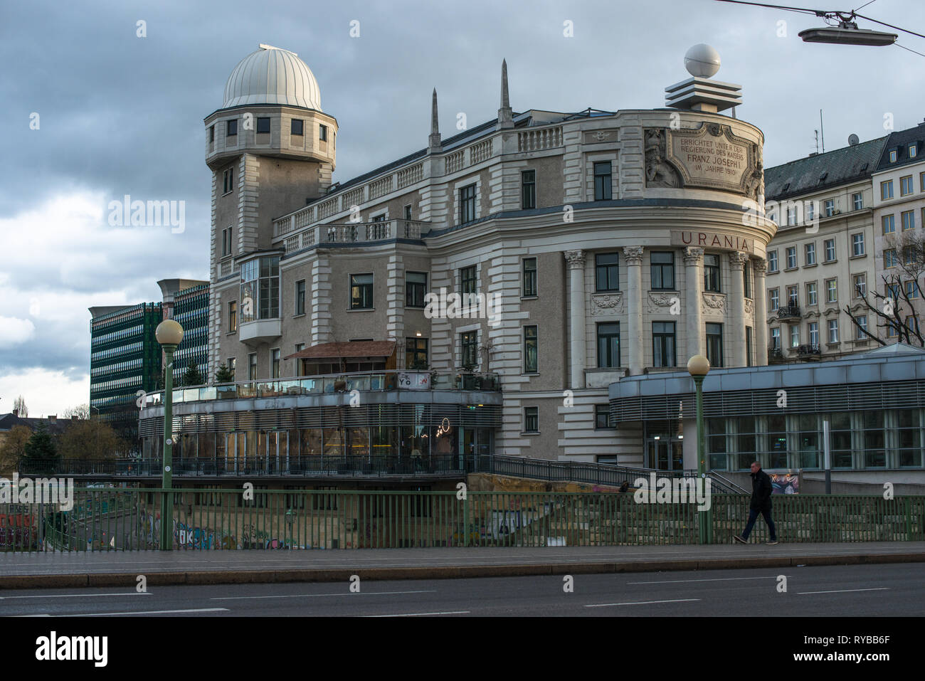 Urania is a public educational institute and observatory in Vienna, Austria. Stock Photo