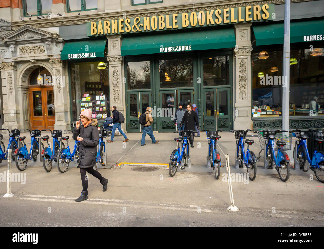 A Barnes & Noble bookstore off of Union Square in New York is seen on Wednesday, March 6, 2019. Barnes & Noble is scheduled to report fiscal third-quarter earnings March 7 prior to the bell. (Â© Richard B. Levine) Stock Photo