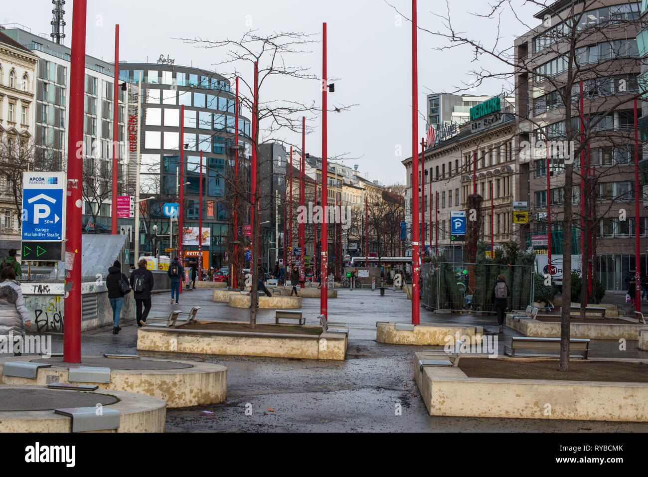 Mariahilfer Strasse shopping street, Vienna, Austria, Europe Stock