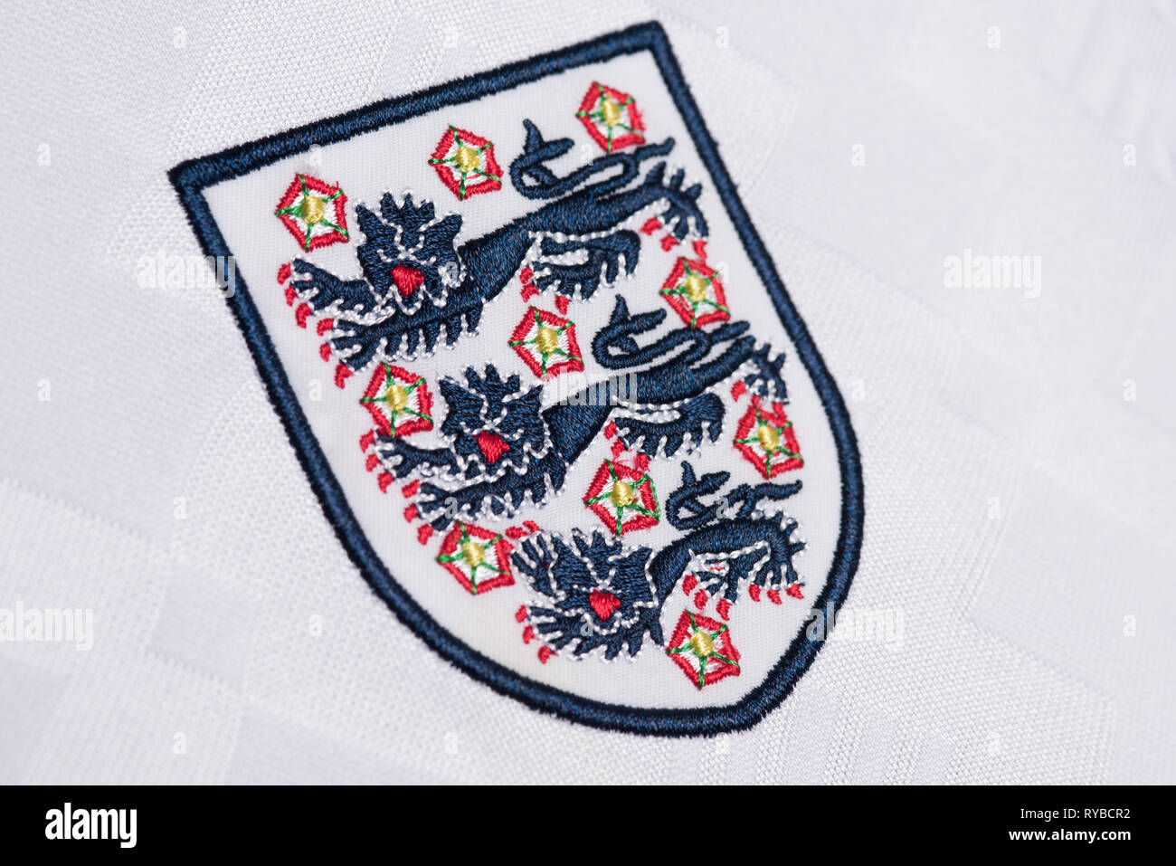 Close up of England National Football team kit for Italia 90. Stock Photo